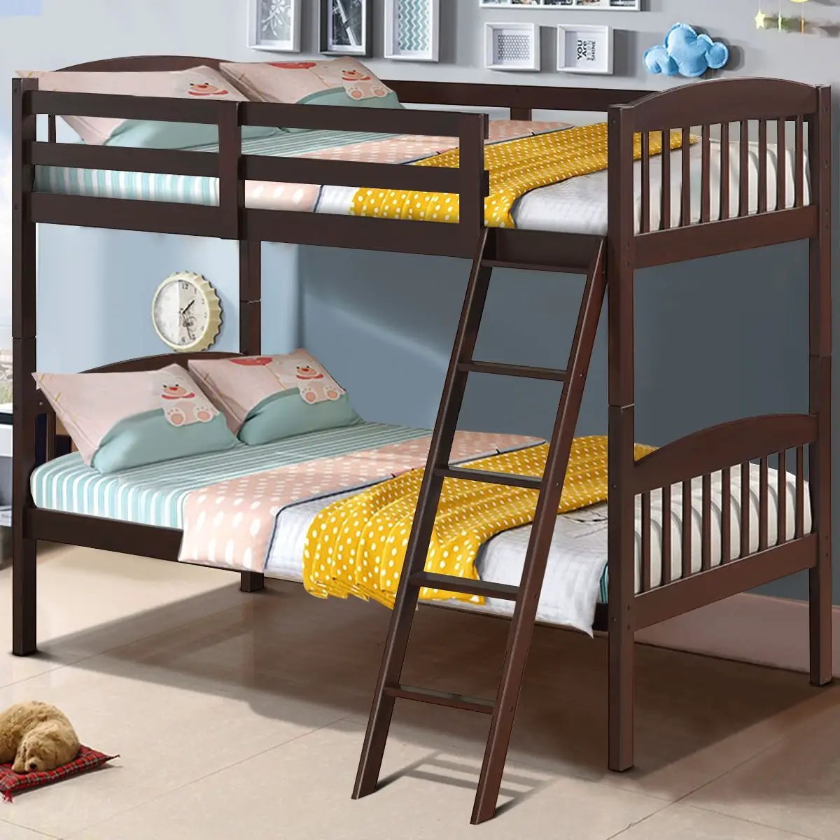 Solid Wood Twin Bunk Beds with Detachable Kids Ladder, photo 7 of 9