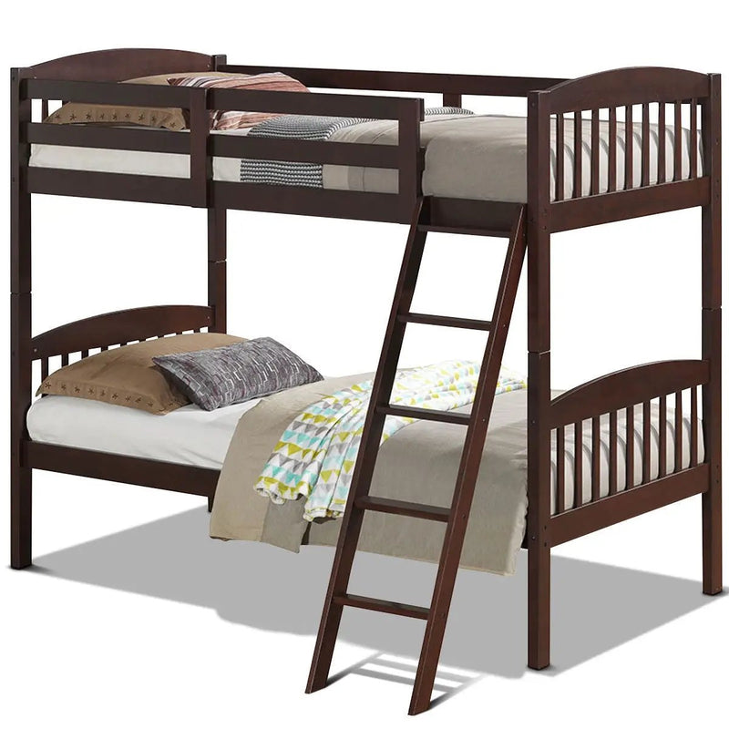 Solid Wood Twin Bunk Beds with Detachable Kids Ladder by DirectDeals