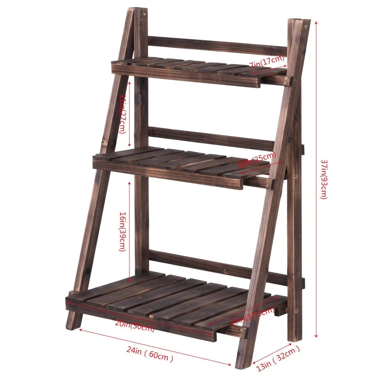 3 Tier Outdoor Wood Design Folding Display Flower Stand by DirectDeals