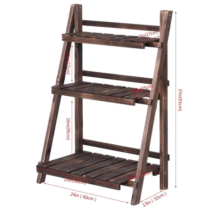 3 Tier Outdoor Wood Design Folding Display Flower Stand by DirectDeals