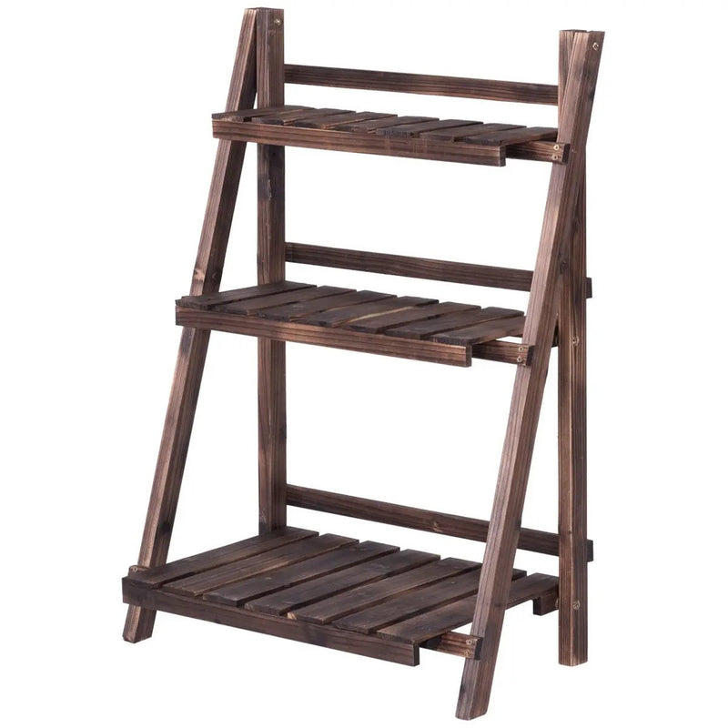 3 Tier Outdoor Wood Design Folding Display Flower Stand by DirectDeals
