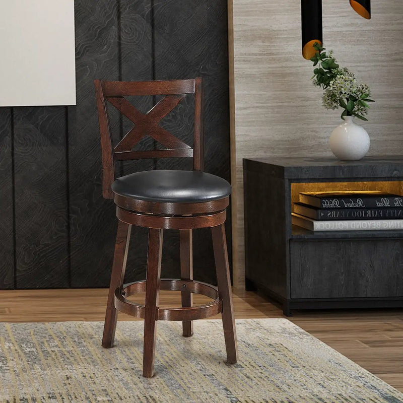 Swivel X-back Upholstered Counter Height Bar Stool with PVC Cushioned Seat by DirectDeals