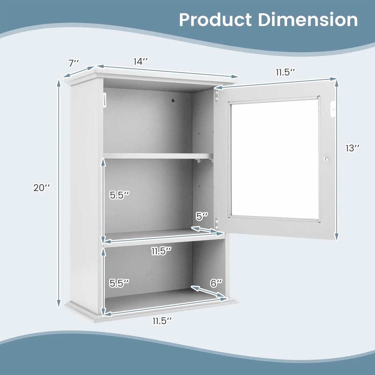 Bathroom Wall Mounted Adjustable Hanging Storage Medicine Cabinet by DirectDeals
