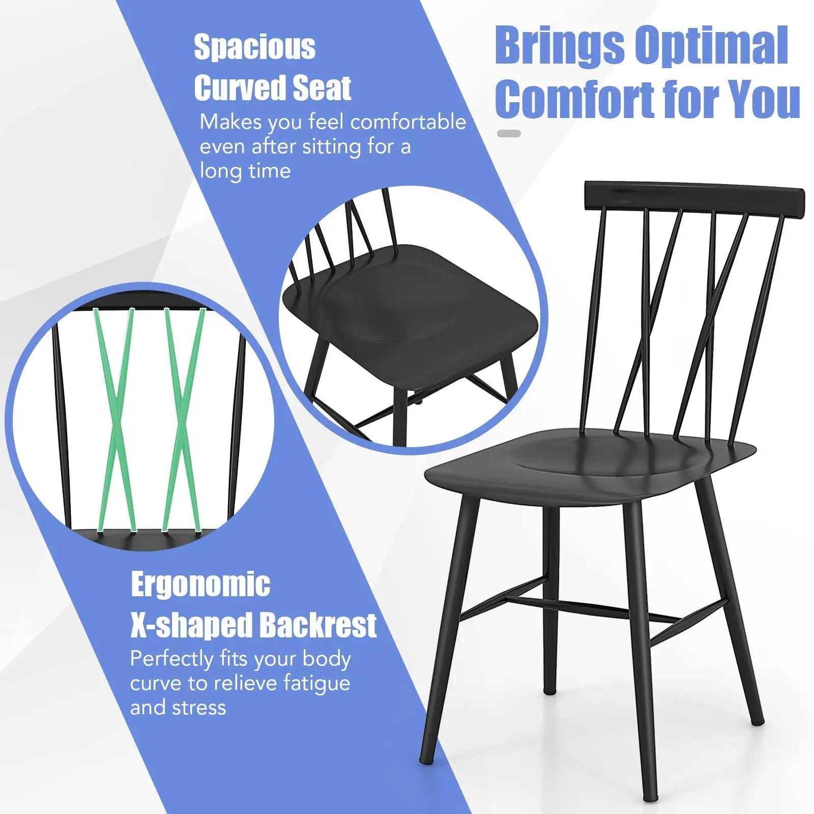 Set of 2 Modern Dining Chairs with Backrest by DirectDeals