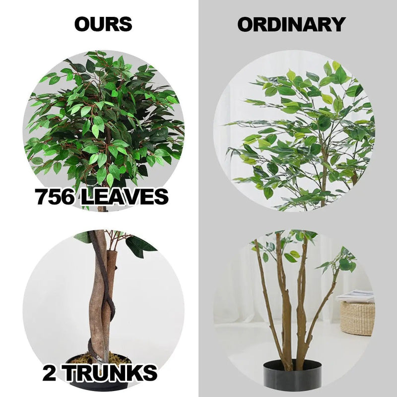 5.5 Feet Artificial Ficus Silk Tree with Wood Trunks by DirectDeals