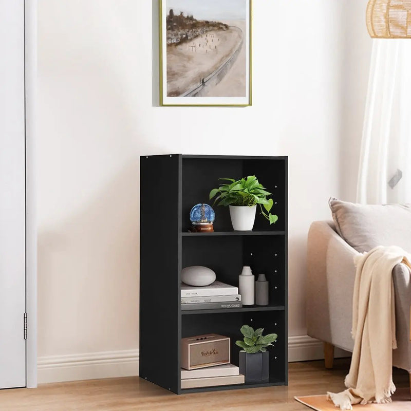 3-Tier Cube Bookcase with Adjustable Shelves for Home Office-Natural by DirectDeals