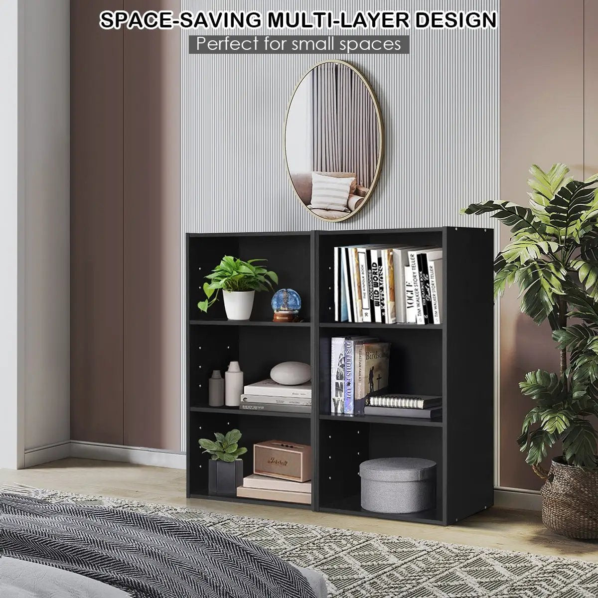 3-Tier Cube Bookcase with Adjustable Shelves for Home Office-Natural, photo 8 of 10