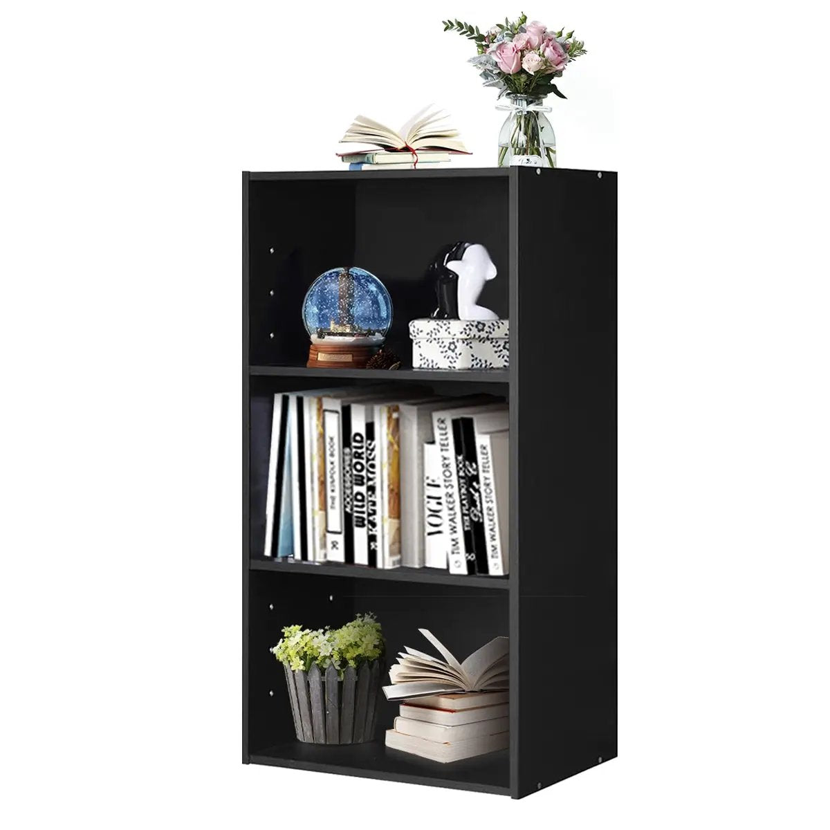 3-Tier Cube Bookcase with Adjustable Shelves for Home Office-Natural, photo 4 of 10