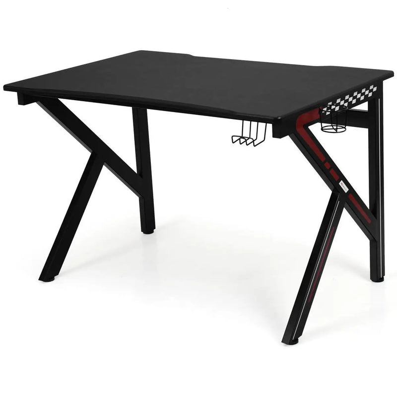 K-Shaped Gaming Desk with Cup Holder Headphone by DirectDeals