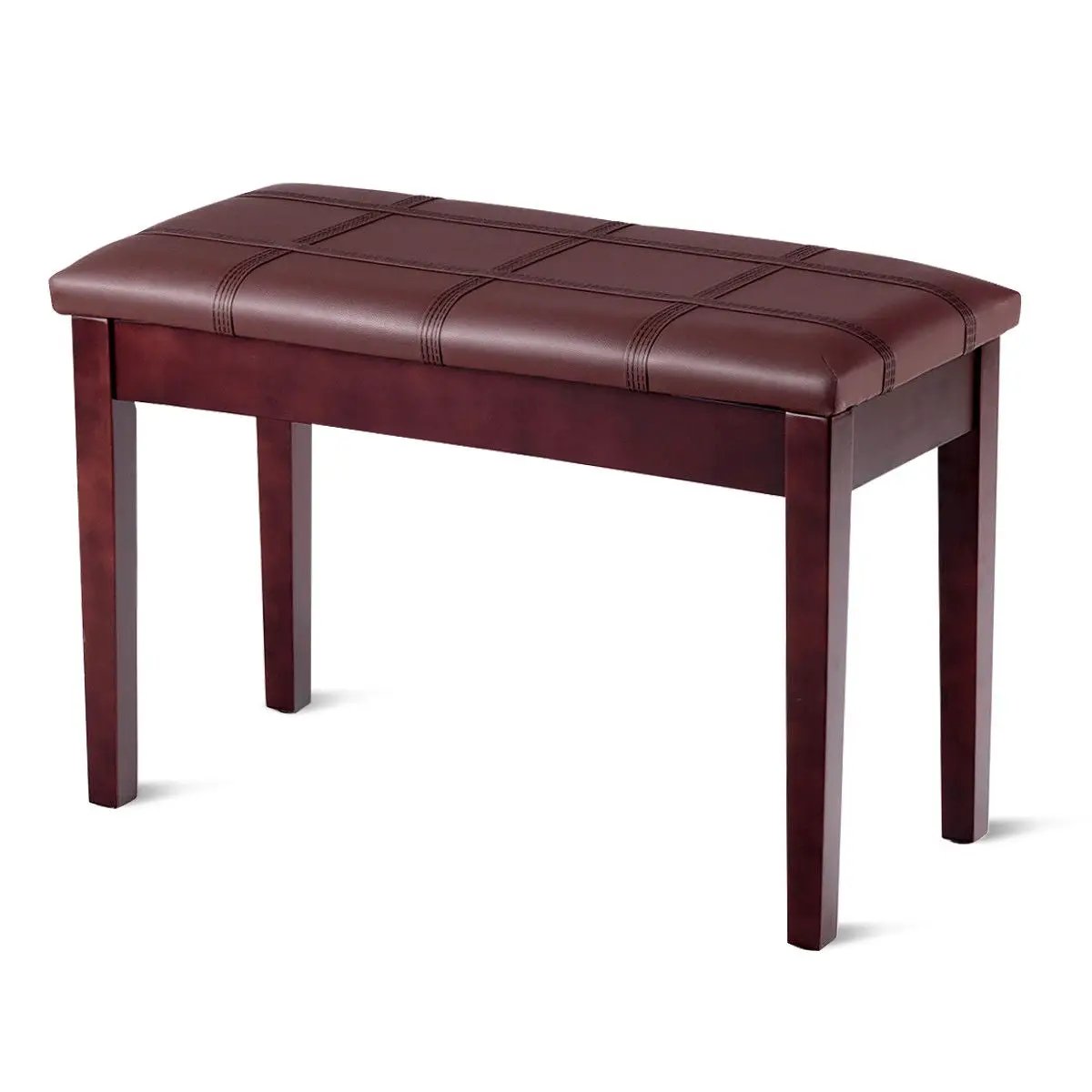 Solid Wood PU Leather Piano Double Duet Keyboard Bench, photo 3 of 9