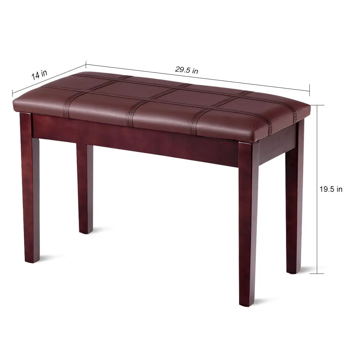 Solid Wood PU Leather Piano Double Duet Keyboard Bench by DirectDeals