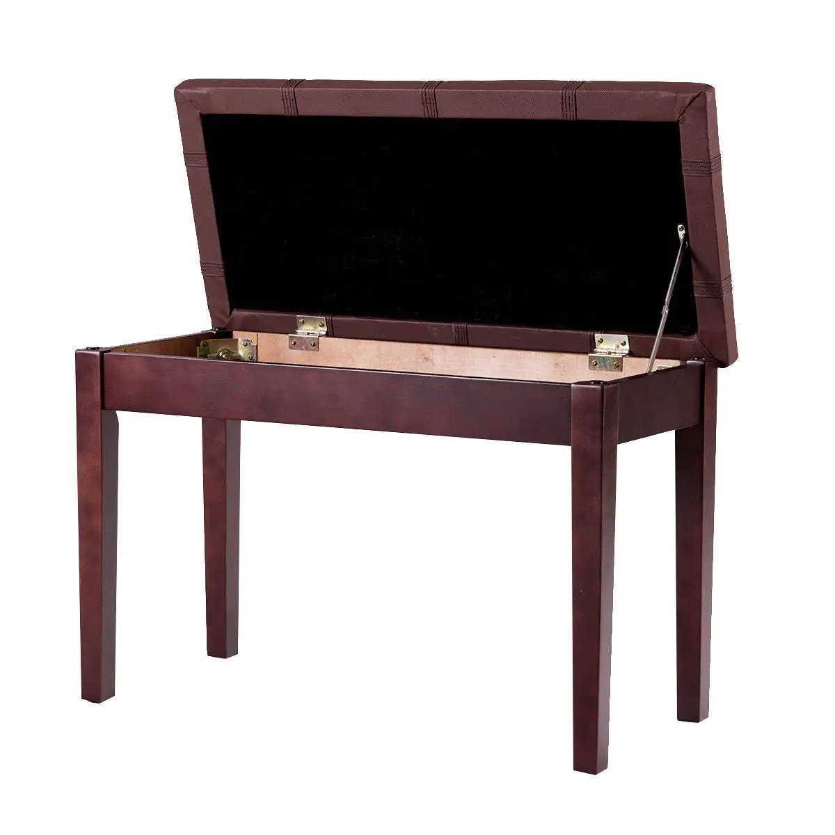 Solid Wood PU Leather Piano Double Duet Keyboard Bench, photo 7 of 9