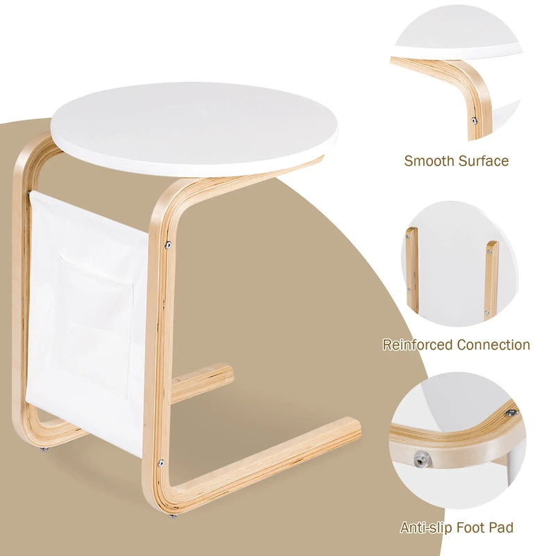 Bentwood Sofa Side Table with Square Tabletop and Storage Bag by DirectDeals