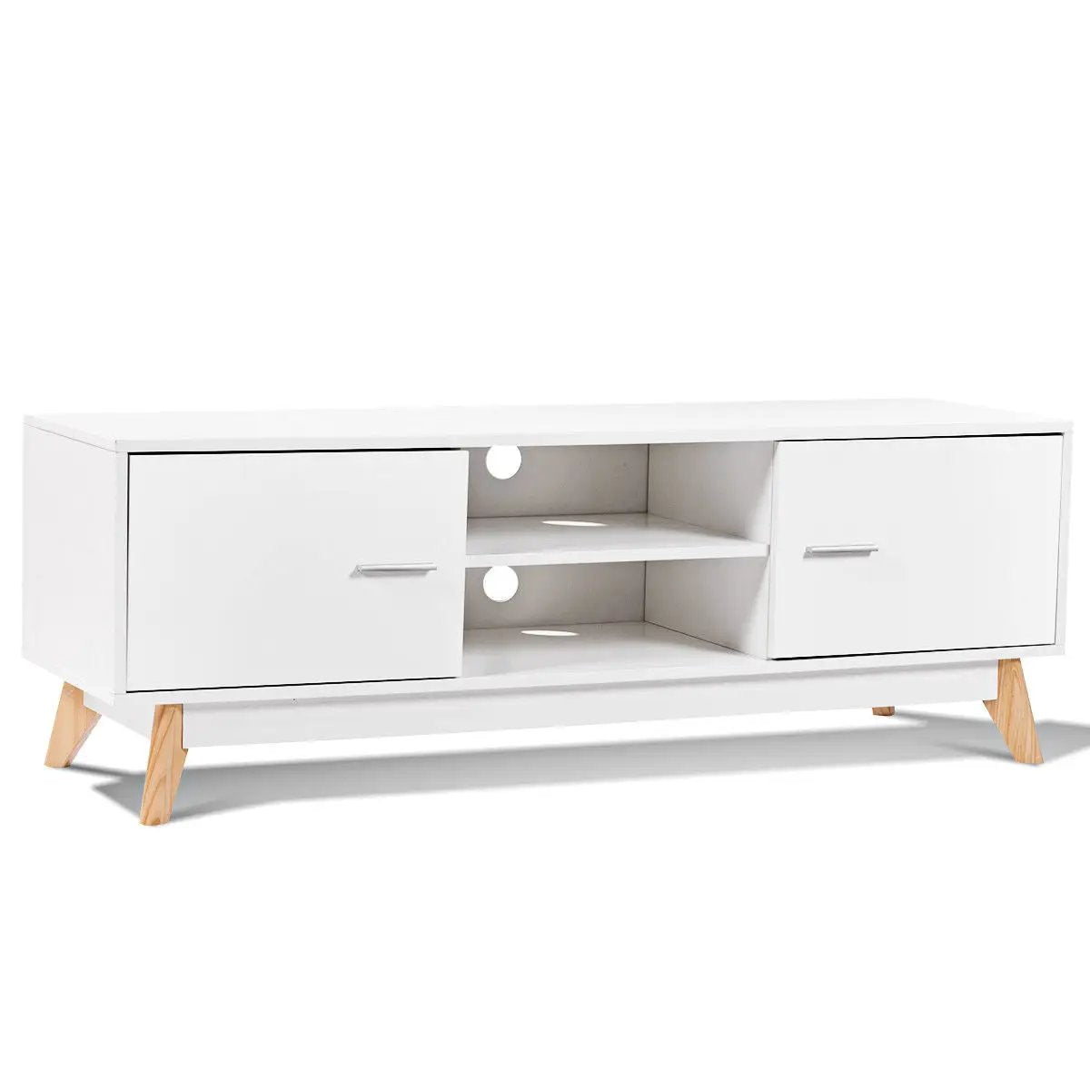 Wooden TV Stand with 2 Storage Cabinets and 2 Open Shelves for 60 Inch TV by DirectDeals