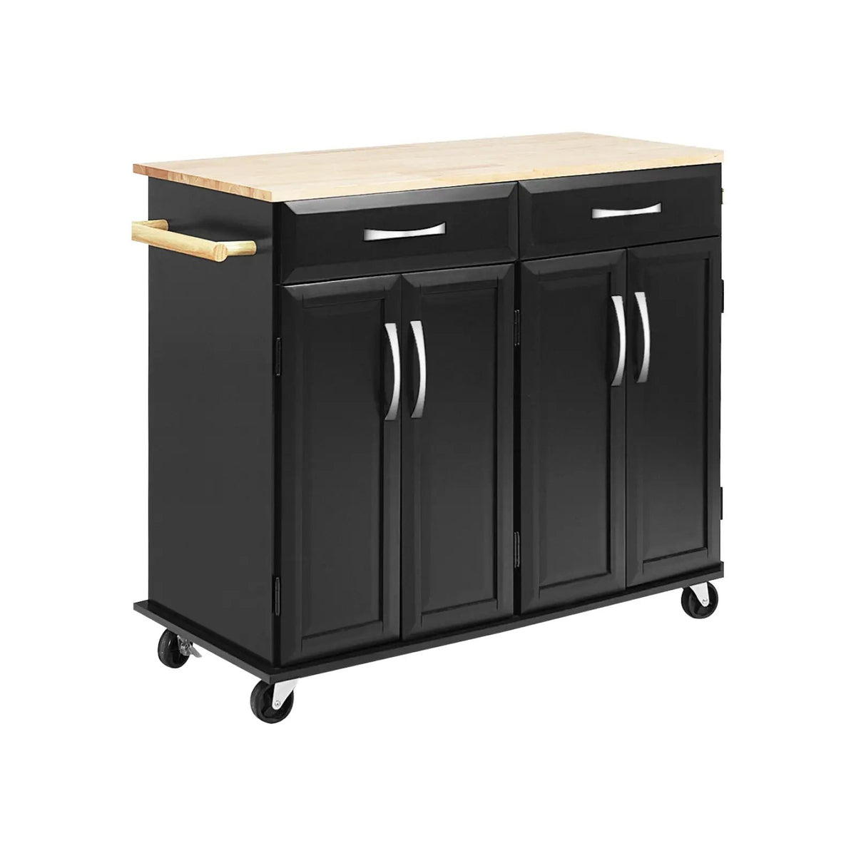 Wood Top Rolling Kitchen Trolley Island Cart Storage Cabinet, photo 3 of 16