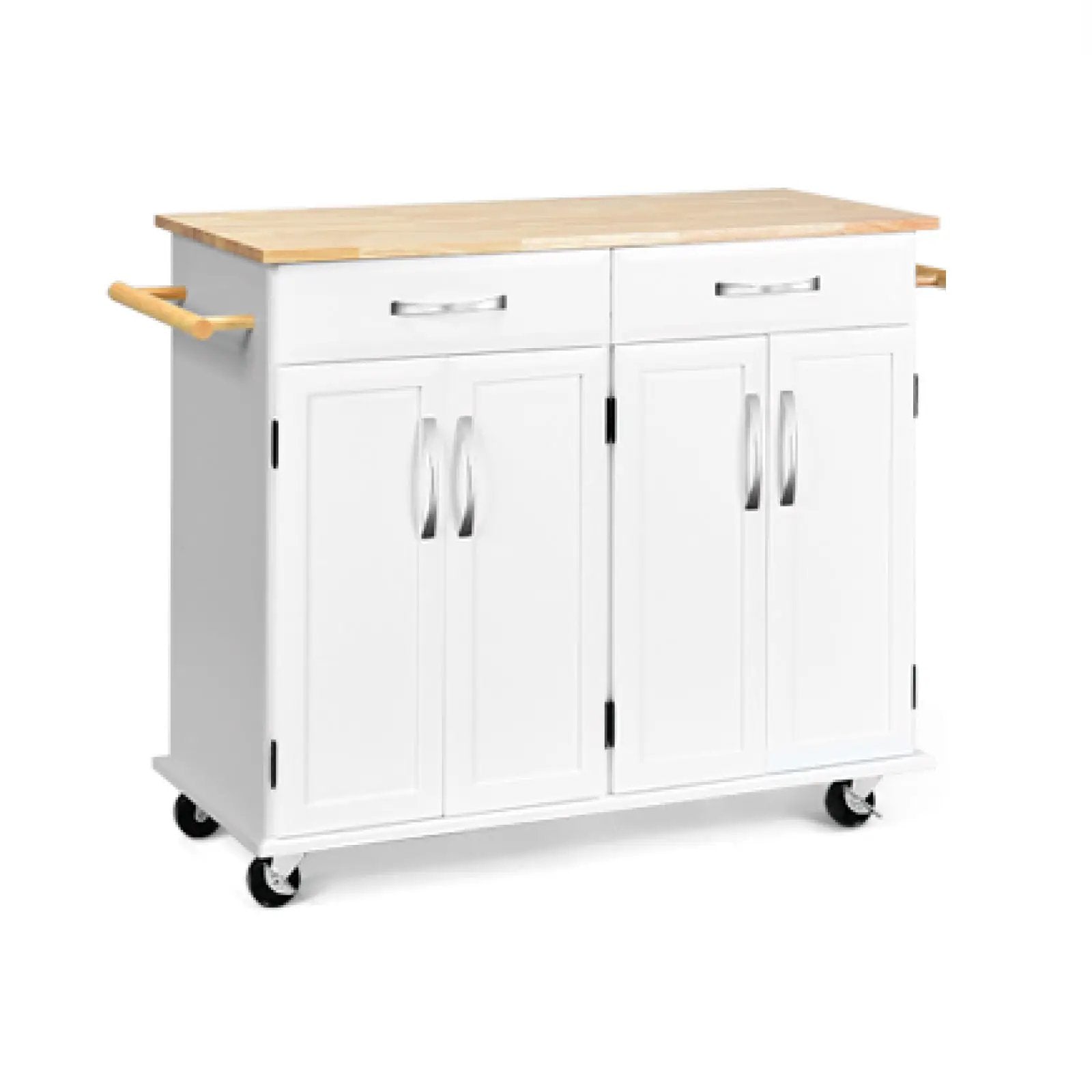 Wood Top Rolling Kitchen Trolley Island Cart Storage Cabinet by DirectDeals