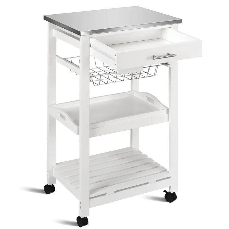Kitchen Island Cart with Stainless Steel Tabletop and Basket by DirectDeals