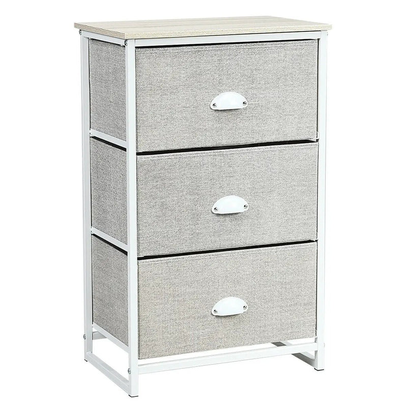 Nightstand Side Table Storage Tower Dresser Chest with 3 Drawers by DirectDeals