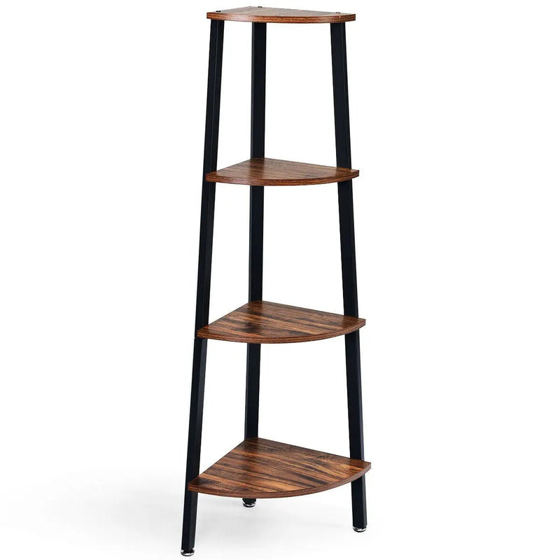 4-Tier Corner Shelf Metal Storage Rack Domestic Bookcase by DirectDeals