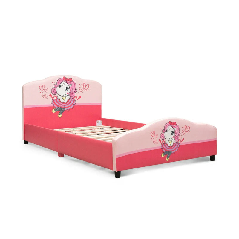 Kids Children Upholstered Platform Toddler Girl Pattern Bed by DirectDeals