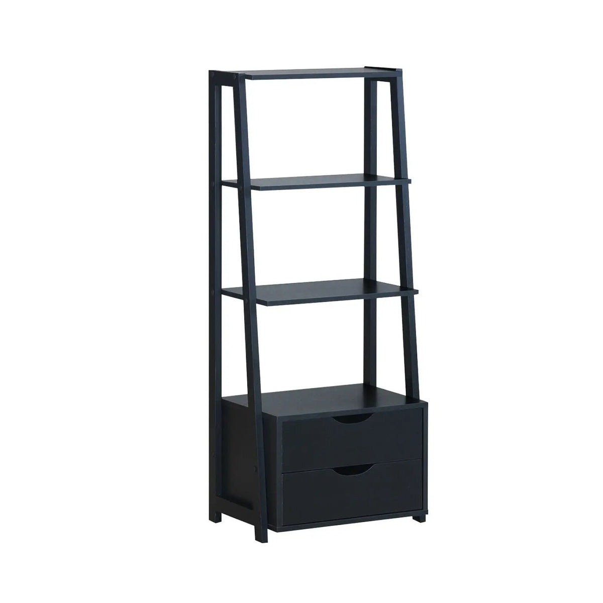 4-Tier Ladder Bookshelf Storage Display with 2 Drawers-White, photo 3 of 9