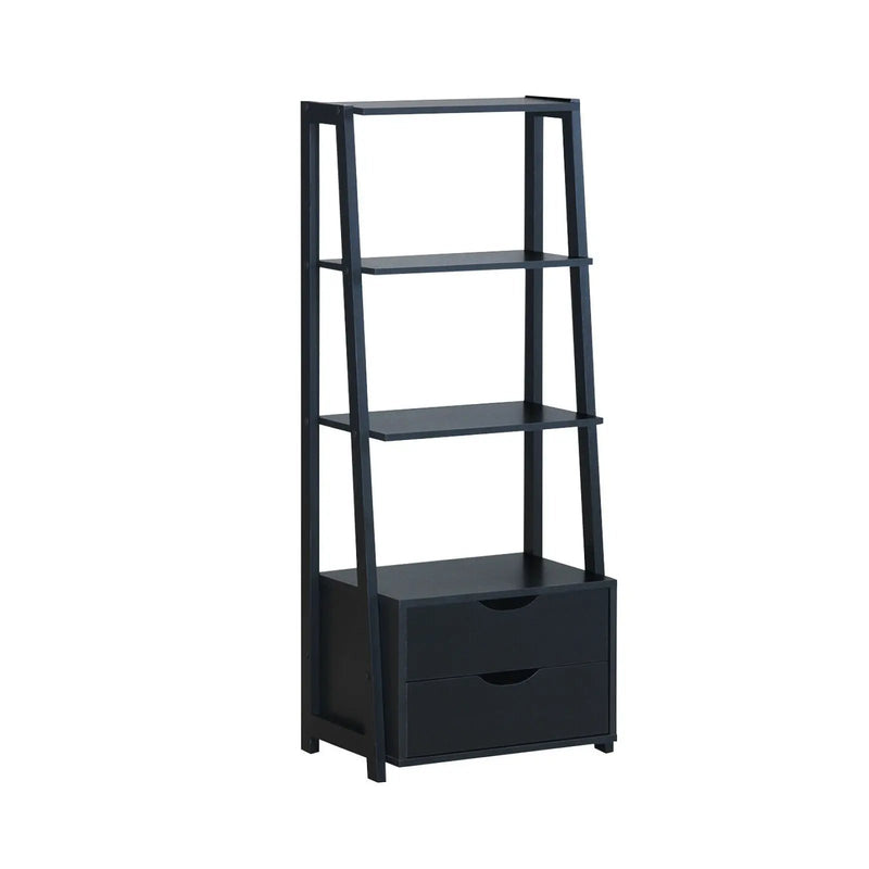 4-Tier Ladder Bookshelf Storage Display with 2 Drawers-White by DirectDeals