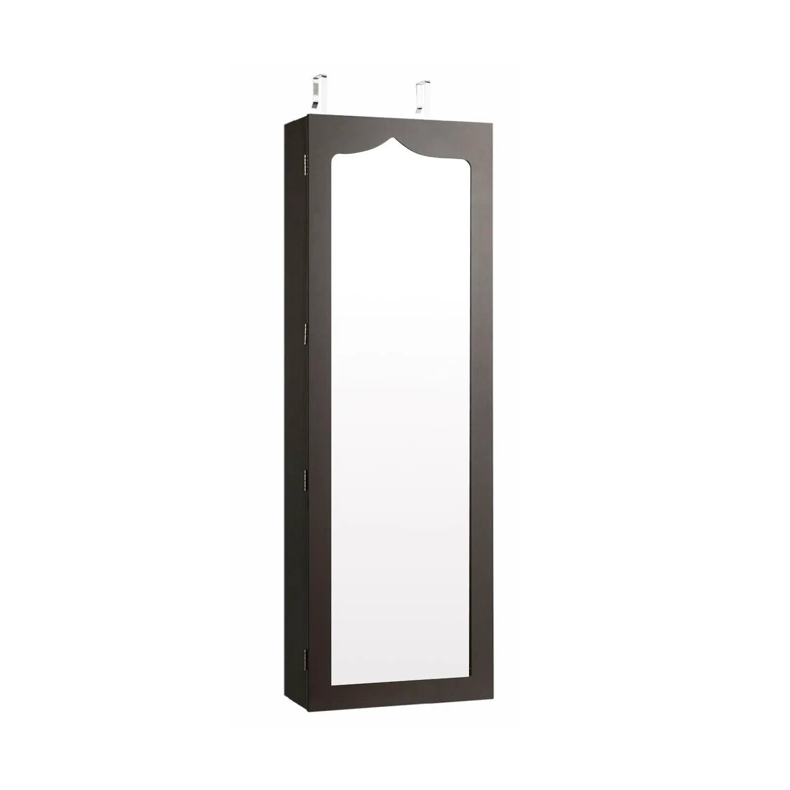 5 LEDs Lockable Mirror Jewelry Cabinet Armoire with 6 Drawers-Brown by DirectDeals