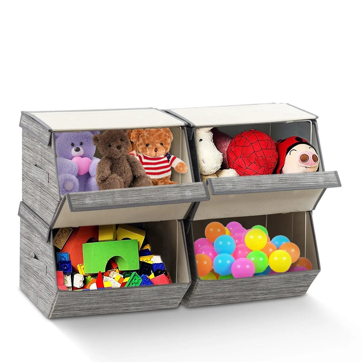 Set of 4 Storage Bins Stackable Cubes with Lid, photo 20 of 24