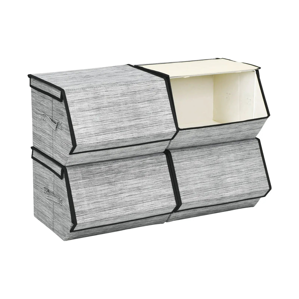 Set of 4 Storage Bins Stackable Cubes with Lid, photo 7 of 24