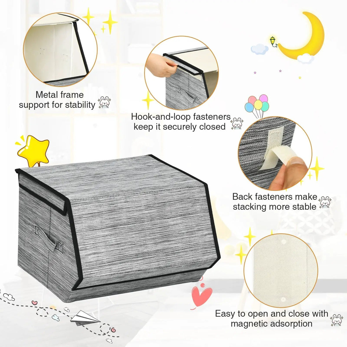 Set of 4 Storage Bins Stackable Cubes with Lid, photo 14 of 24