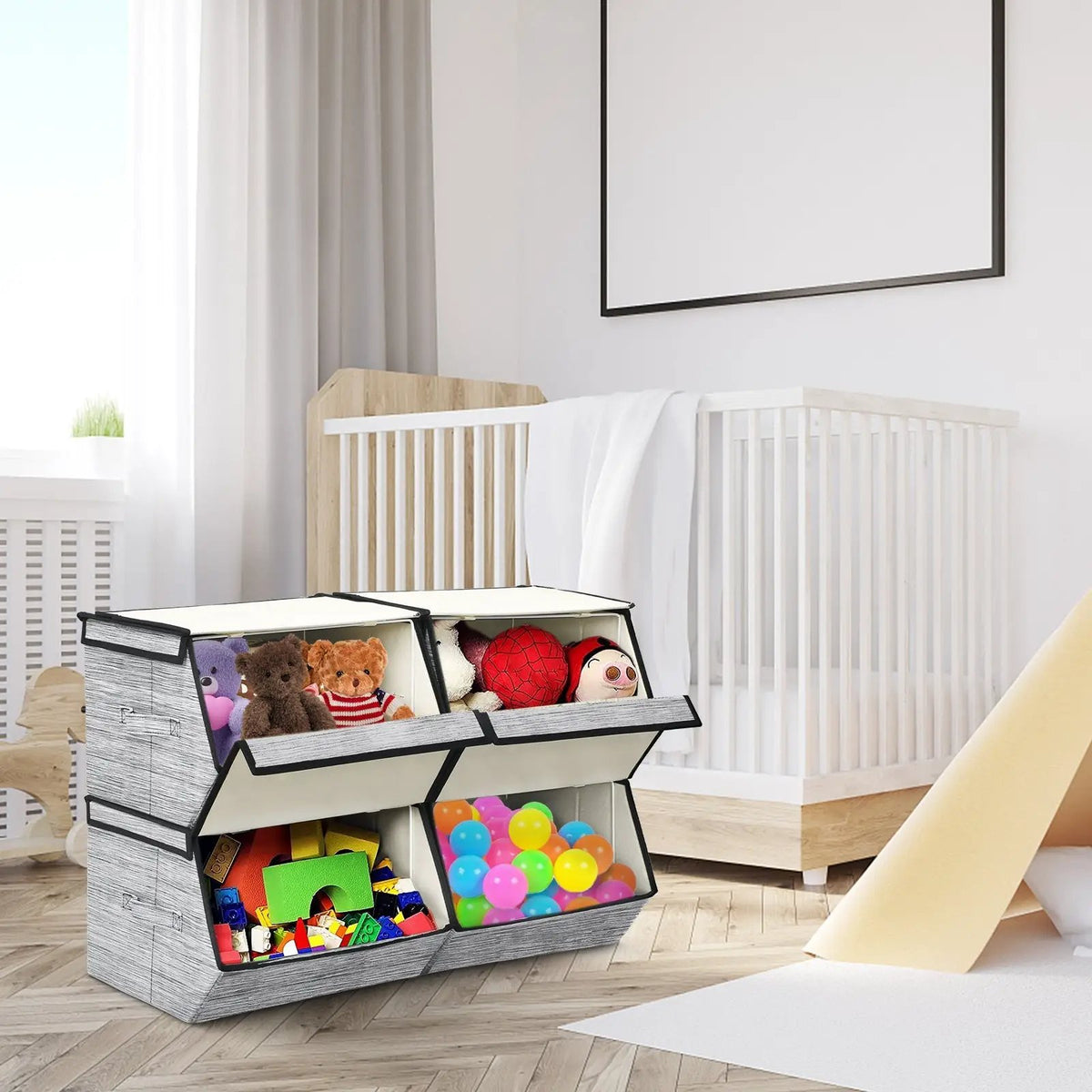 Set of 4 Storage Bins Stackable Cubes with Lid, photo 16 of 24