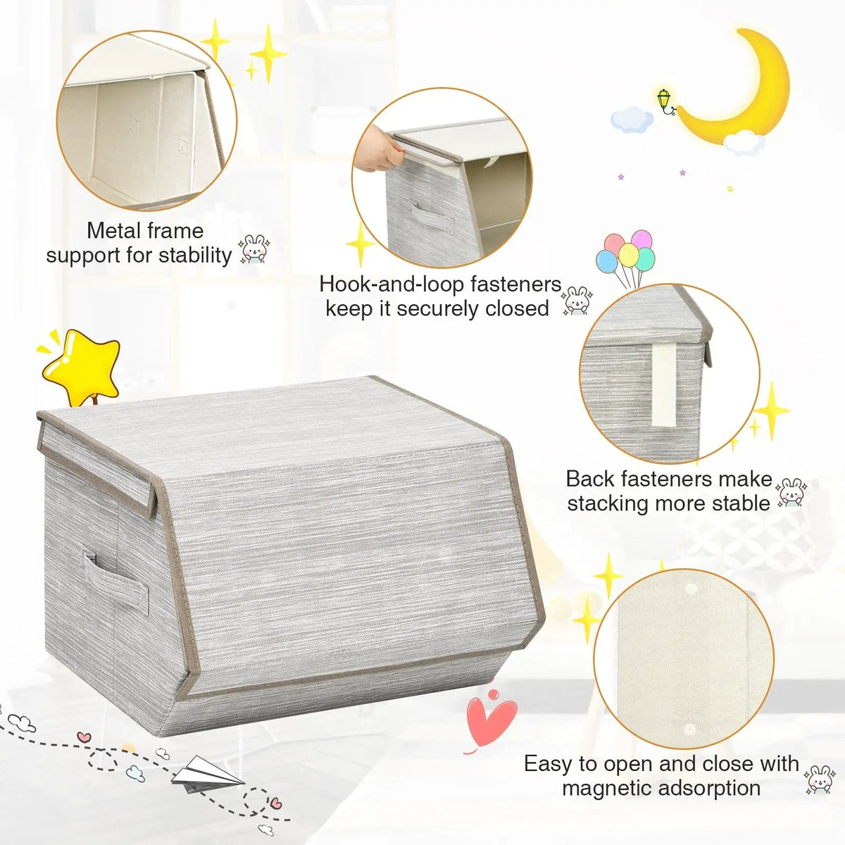 Set of 4 Storage Bins Stackable Cubes with Lid, photo 24 of 24