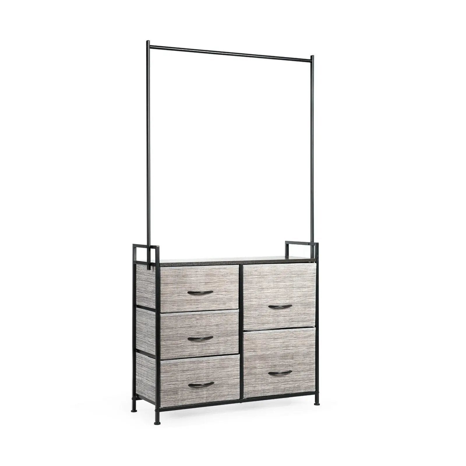 5 Fabric Drawers Dresser with Metal Frame and Wooden Top by DirectDeals