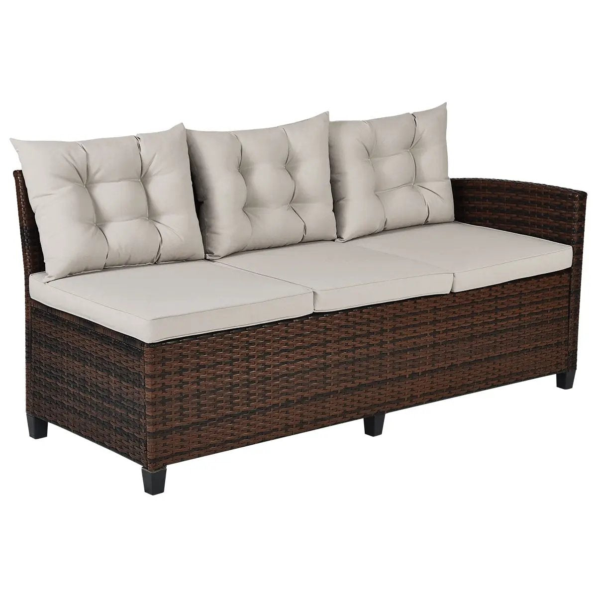 3 Pieces Hand-Woven Rattan Outdoor Sofa Set with Dining Table by DirectDeals