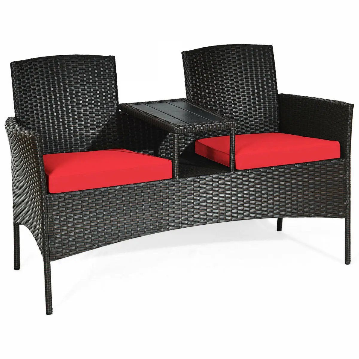 Modern Patio Conversation Set with Built-in Coffee Table and Cushions, photo 9 of 10