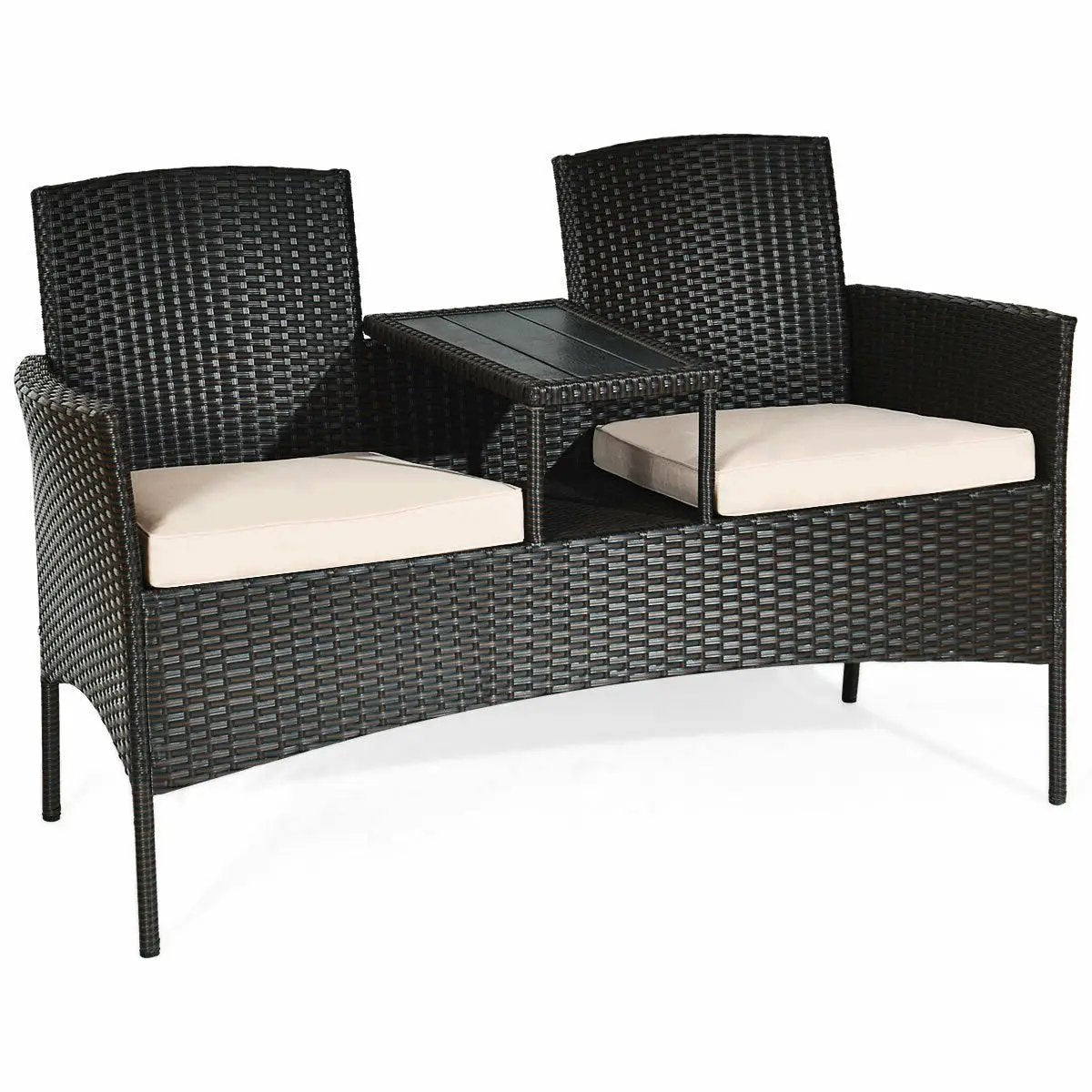 Modern Patio Conversation Set with Built-in Coffee Table and Cushions, photo 3 of 10