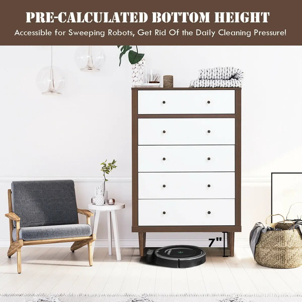 Antique-Style Free-Standing Dresser with 5 Drawers by DirectDeals