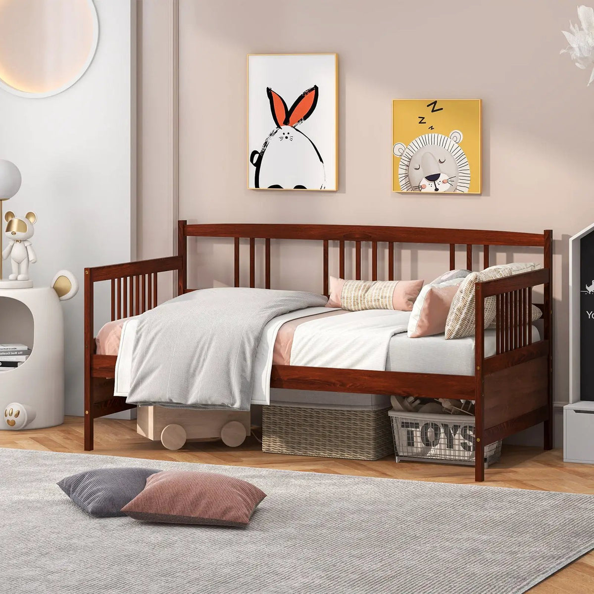 Twin Size Wooden Slats Daybed Bed with Rails, photo 6 of 10