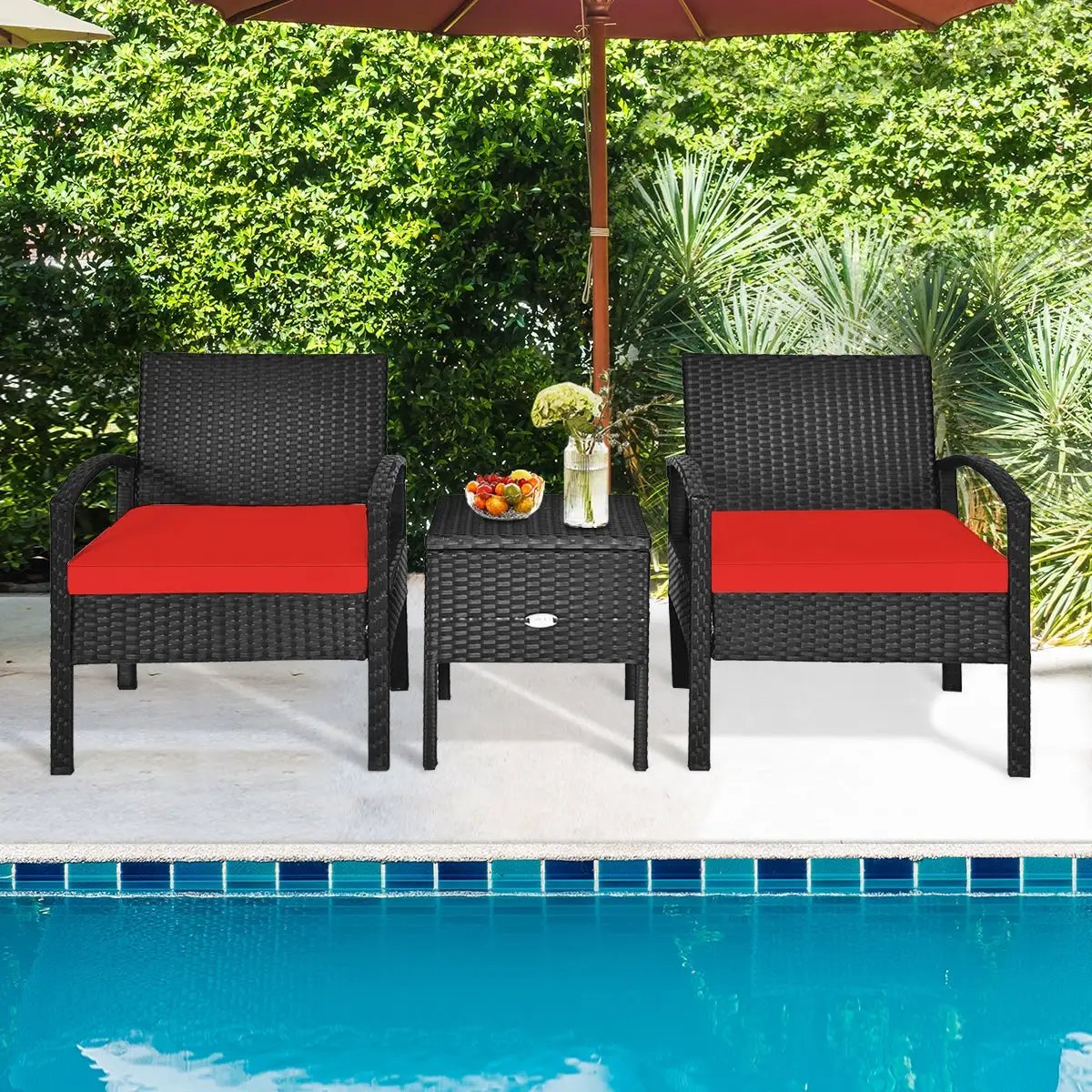 3 Piece PE Rattan Wicker Sofa Set with Washable and Removable Cushion for Patio, photo 7 of 9