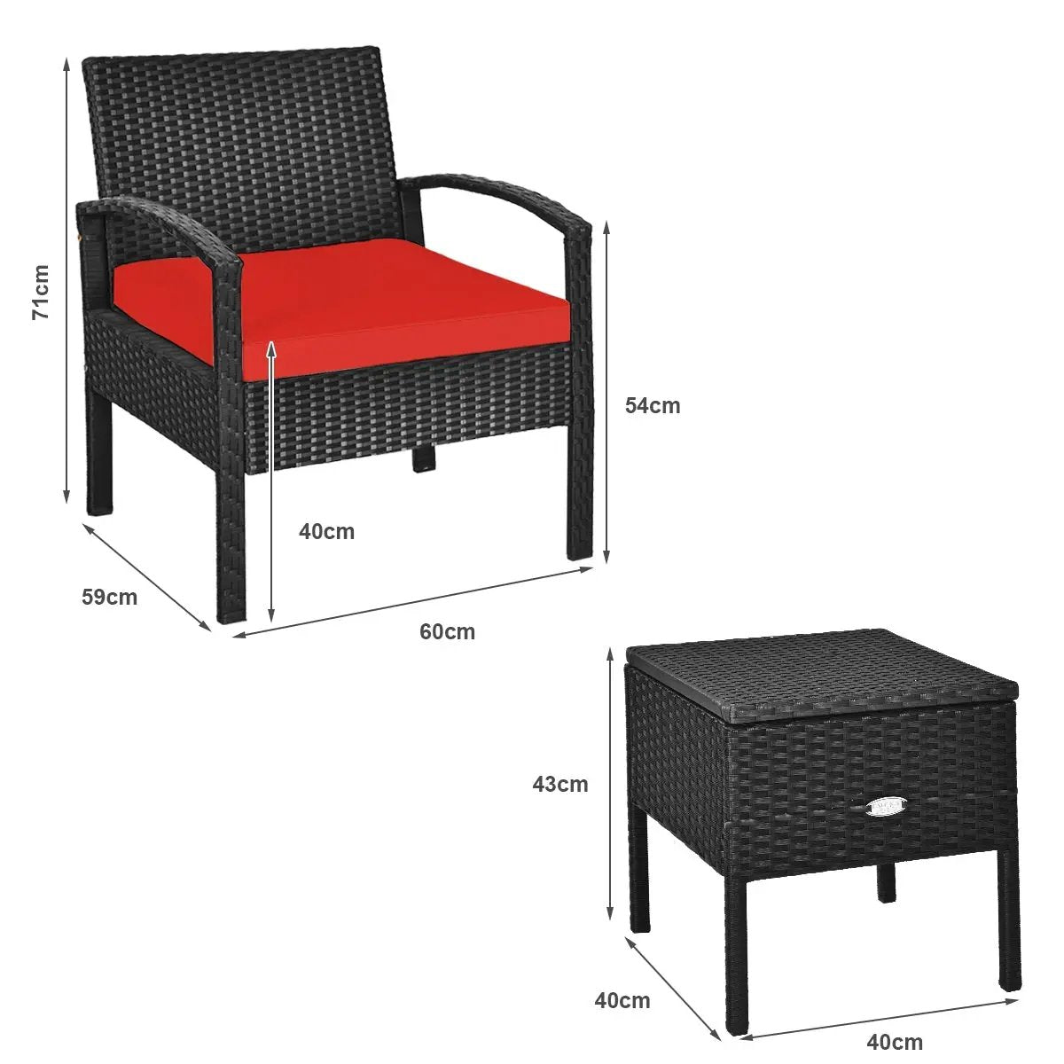 3 Piece PE Rattan Wicker Sofa Set with Washable and Removable Cushion for Patio, photo 4 of 9