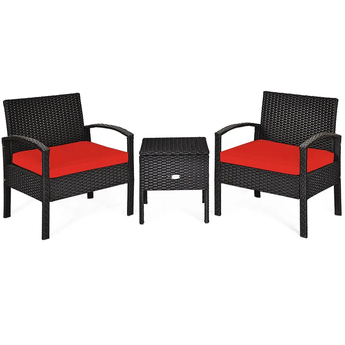 3 Piece PE Rattan Wicker Sofa Set with Washable and Removable Cushion for Patio, photo 3 of 9