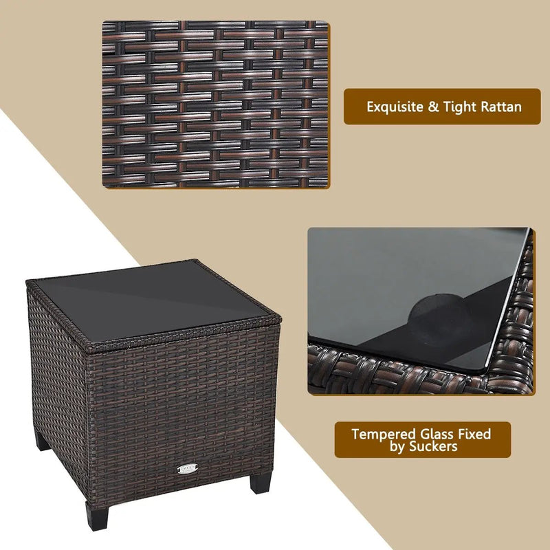 3 Pcs Patio Rattan Furniture Set Cushioned Conversation Set Coffee Table-Beige by DirectDeals