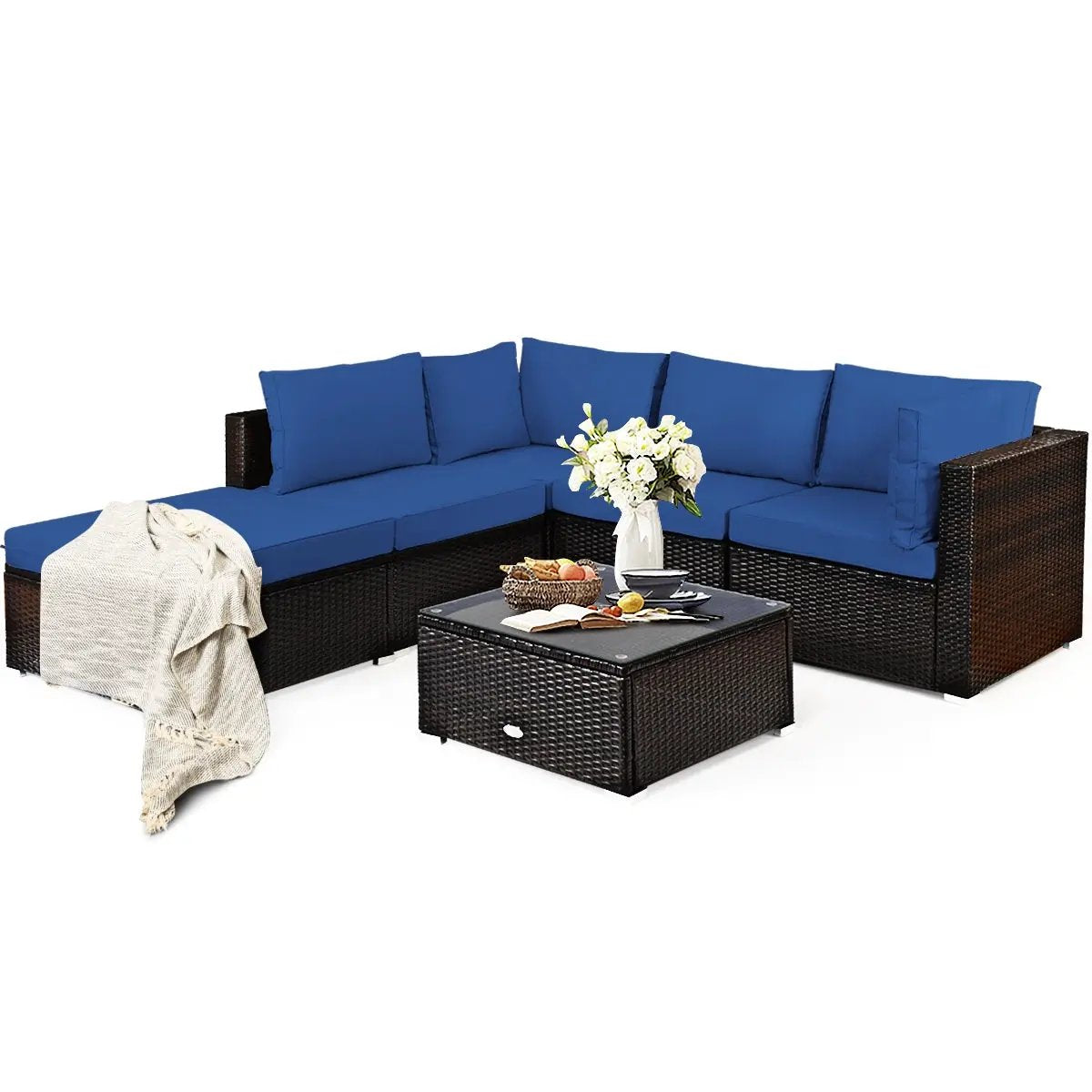 6 Pieces Outdoor Patio Rattan, photo 8 of 12