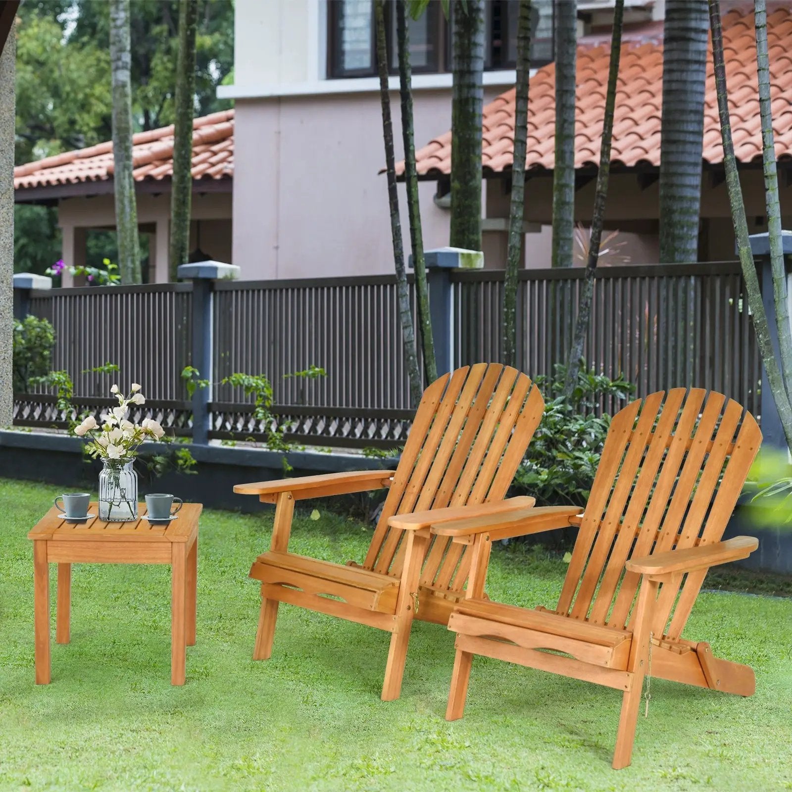 3 Pieces Adirondack Chair Set with Widened Armrest by DirectDeals