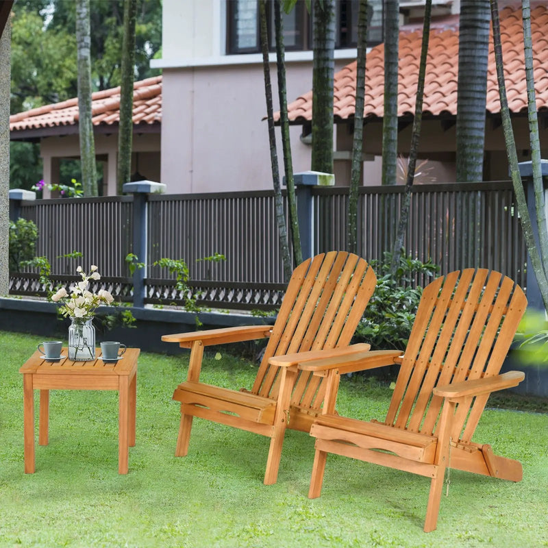 3 Pieces Adirondack Chair Set with Widened Armrest by DirectDeals