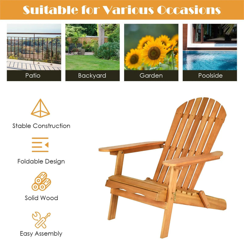 3 Pieces Adirondack Chair Set with Widened Armrest by DirectDeals