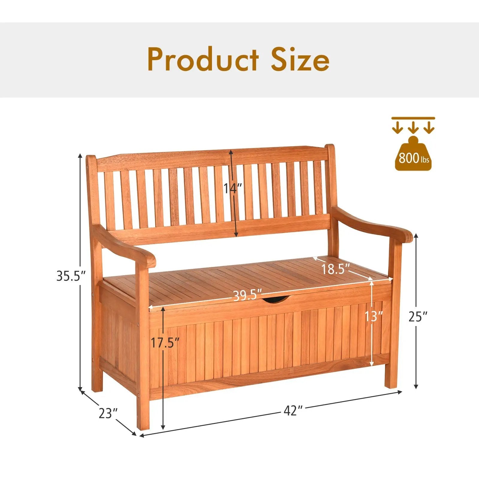 33 Gallon Wooden Storage Bench with Liner for Patio Garden Porch by DirectDeals
