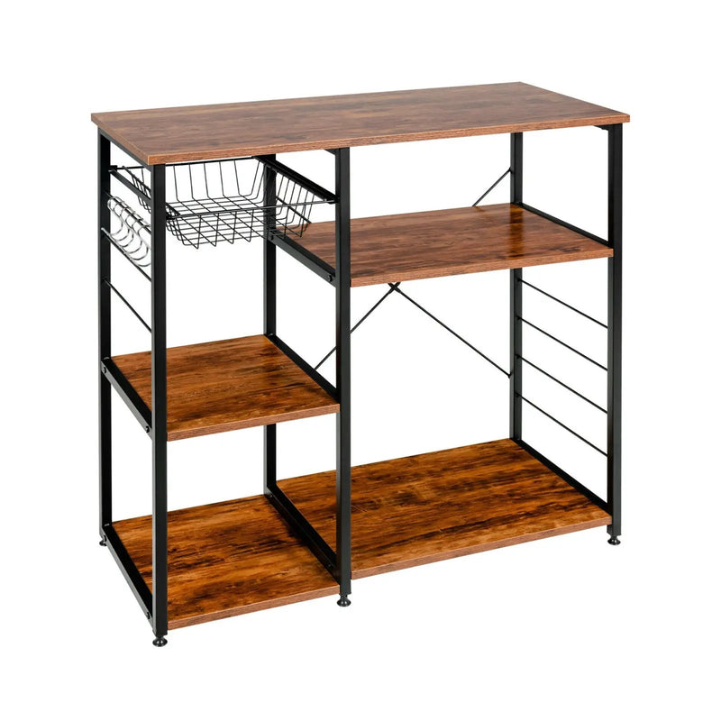 Industrial Kitchen Baker's Rack Microwave Shelf with 6 Hooks by DirectDeals