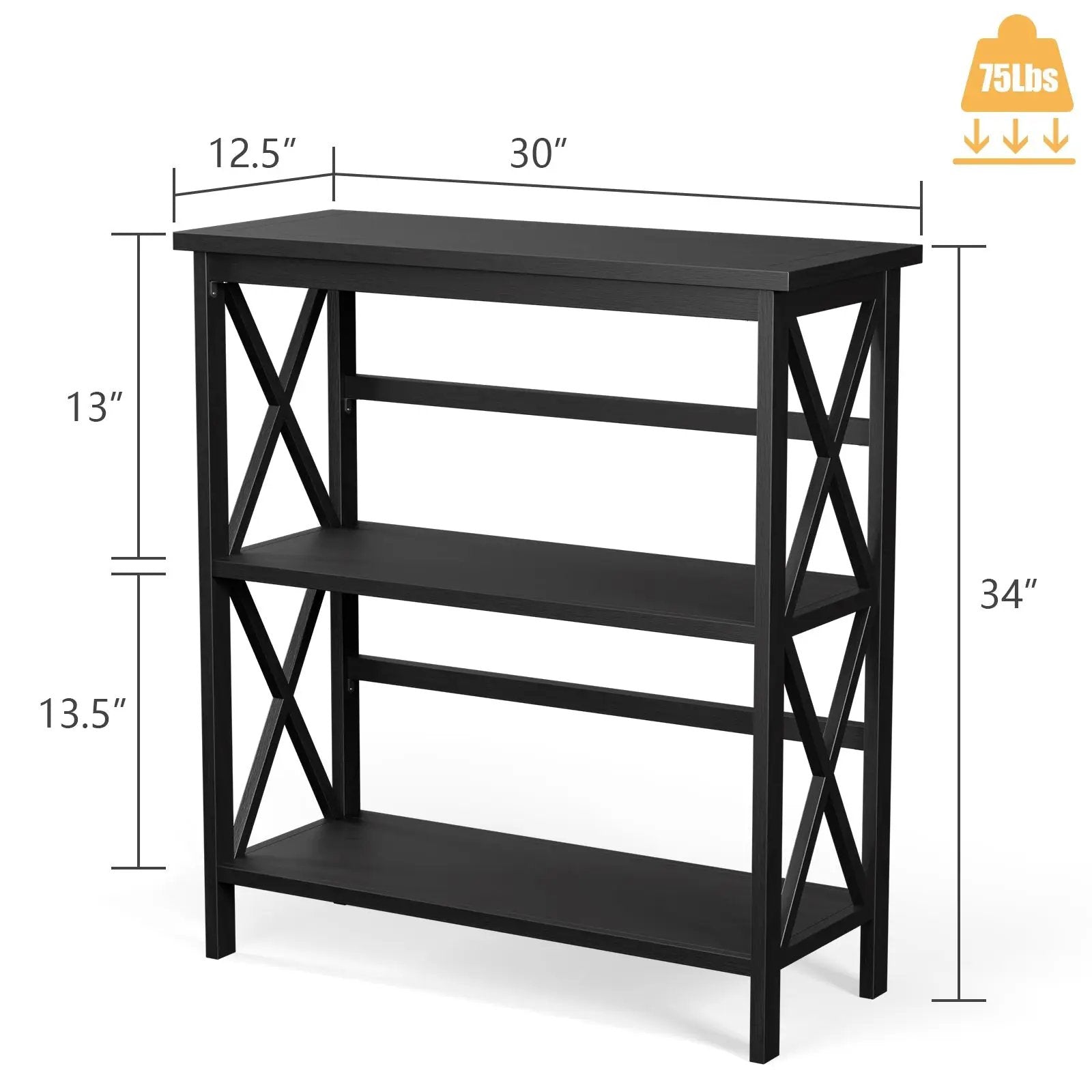 3-Tier Wooden Multi-Functional X-Design Etagere Storage Bookshelf by DirectDeals