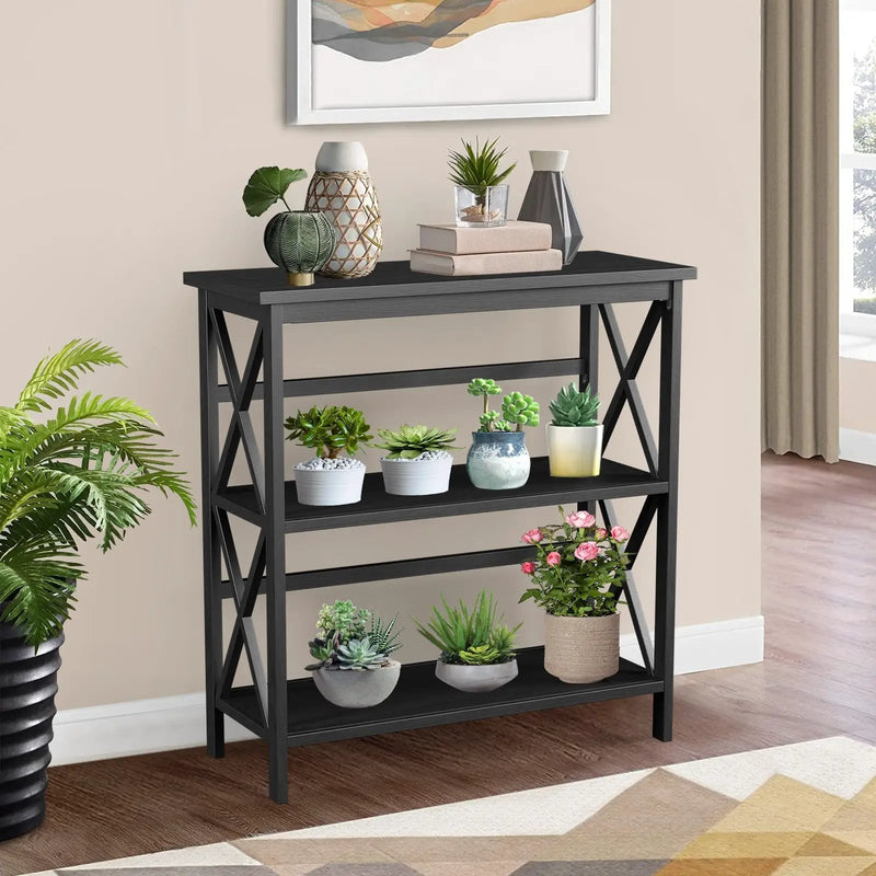 3-Tier Wooden Multi-Functional X-Design Etagere Storage Bookshelf by DirectDeals